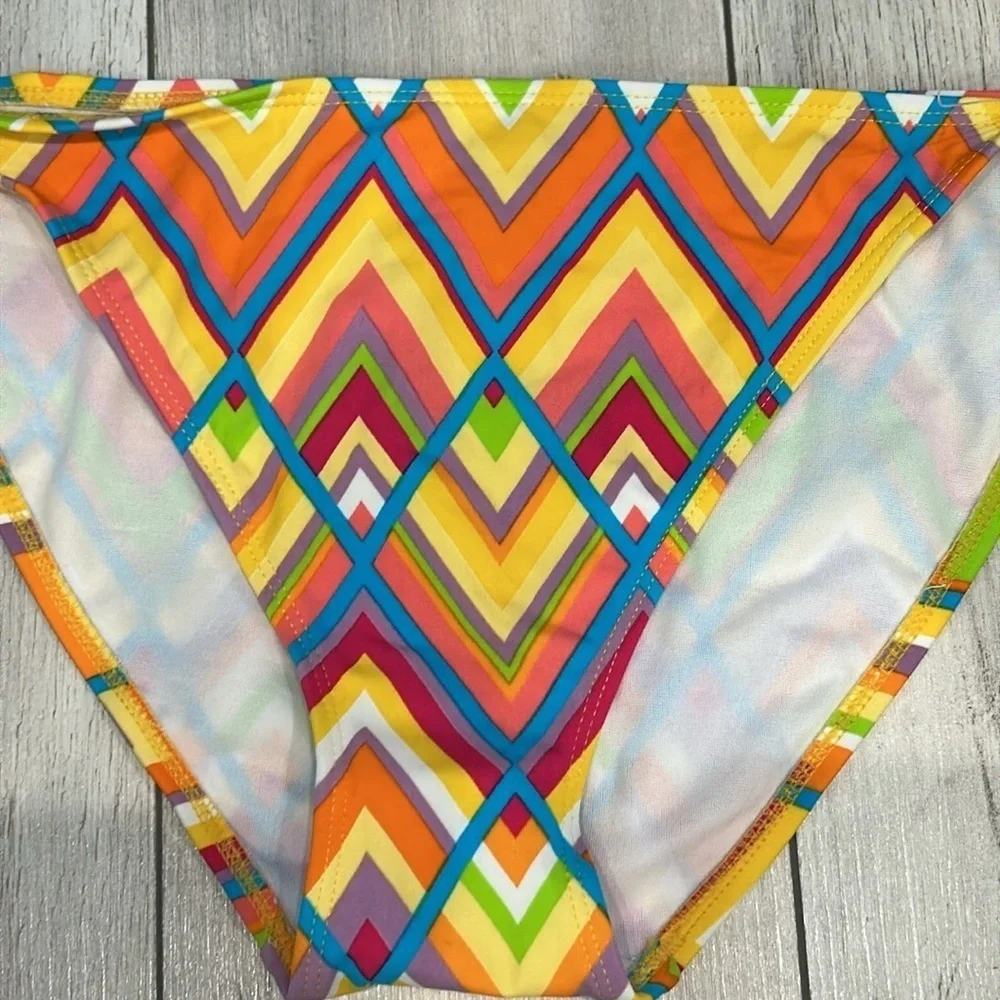 Wet Seal Retro print side tie bikini swim bottoms size XL